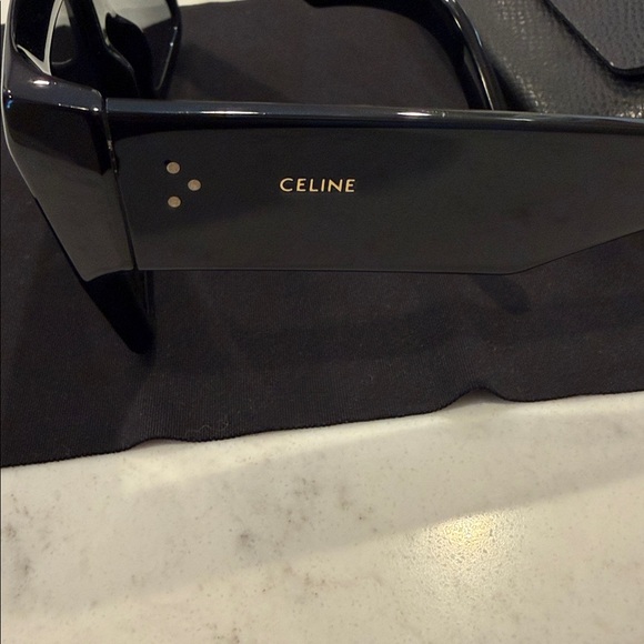 Celine Acetate Black Rectangular Sunglasses - Picture 8 of 13
